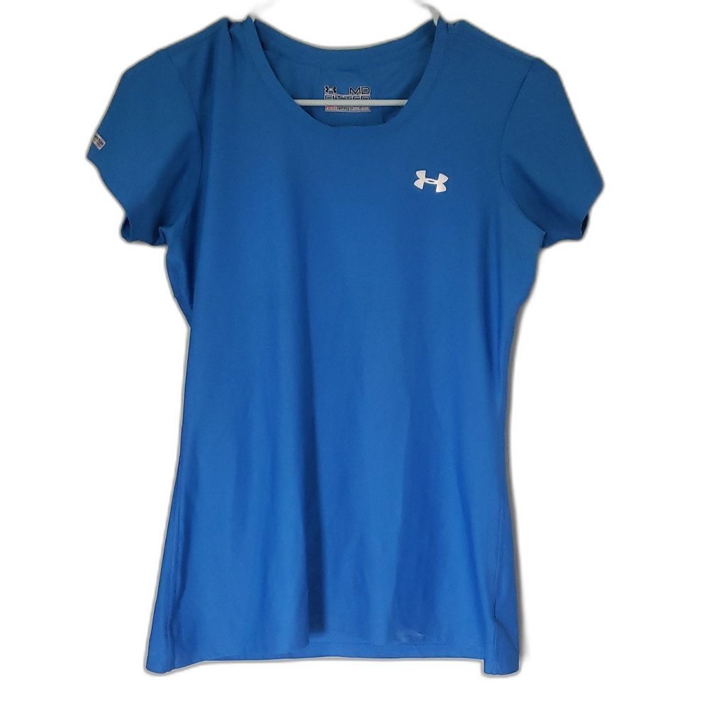 Under‎ Armour Junior M Blue Athletic Fitted Short Sleeve Tee Workout Gym Shirt